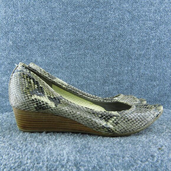 Cole Haan Snakeskin Women Peep Toe Heel Shoes Size 8.5 Medium Gray Leather - Picture 4 of 9